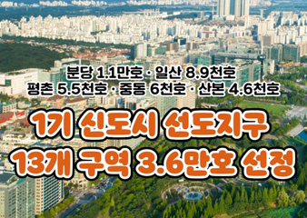 1기 신도시 선도지구 13개 구역 3.6만호 선정